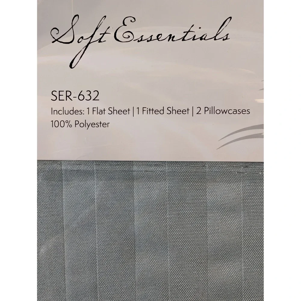 Serenity Home Queen Premium Striped Sheet Set Soft Essentials Light Blue SER-632